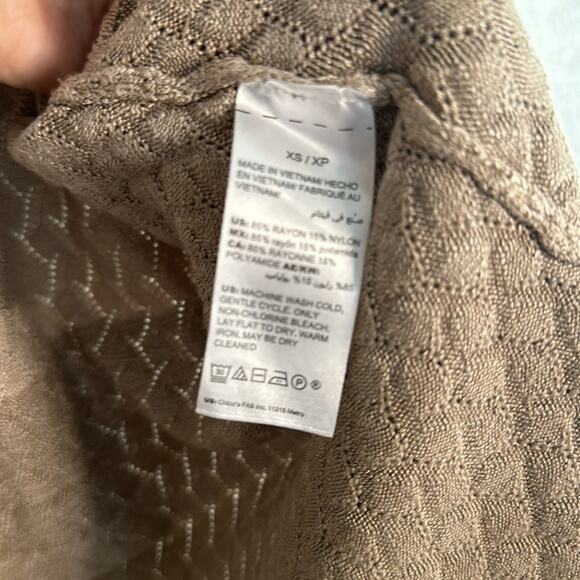 WHBM Tan Brown Longline Open Cardigan Sweater Textured Weave Neutral Minimalist - Picture 6 of 6